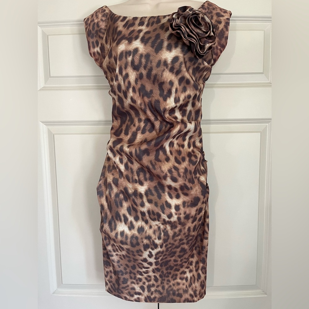 Va Va Voom Leopard print Ruched Dress Size Small